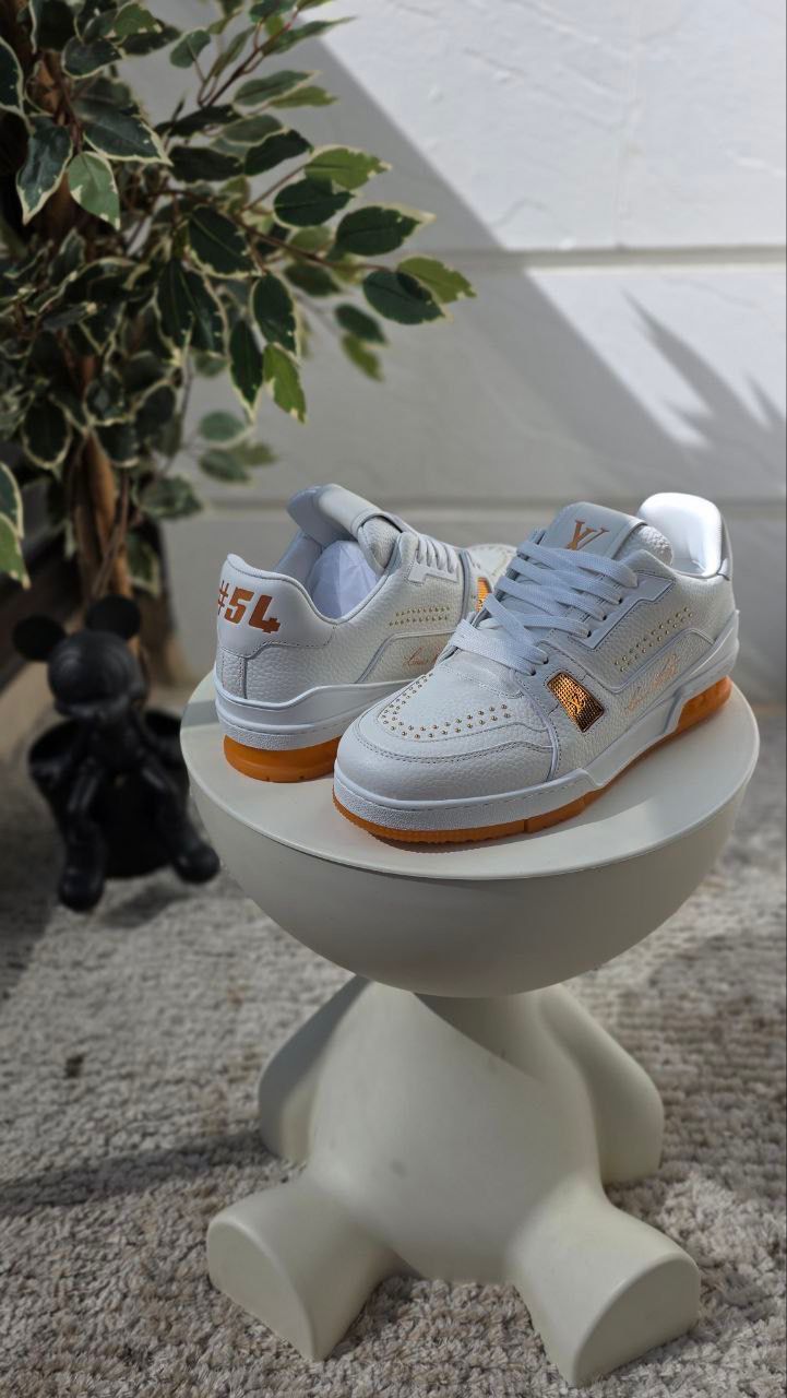 Louis Vuitton Trainer Sneaker – White & Orange Edition