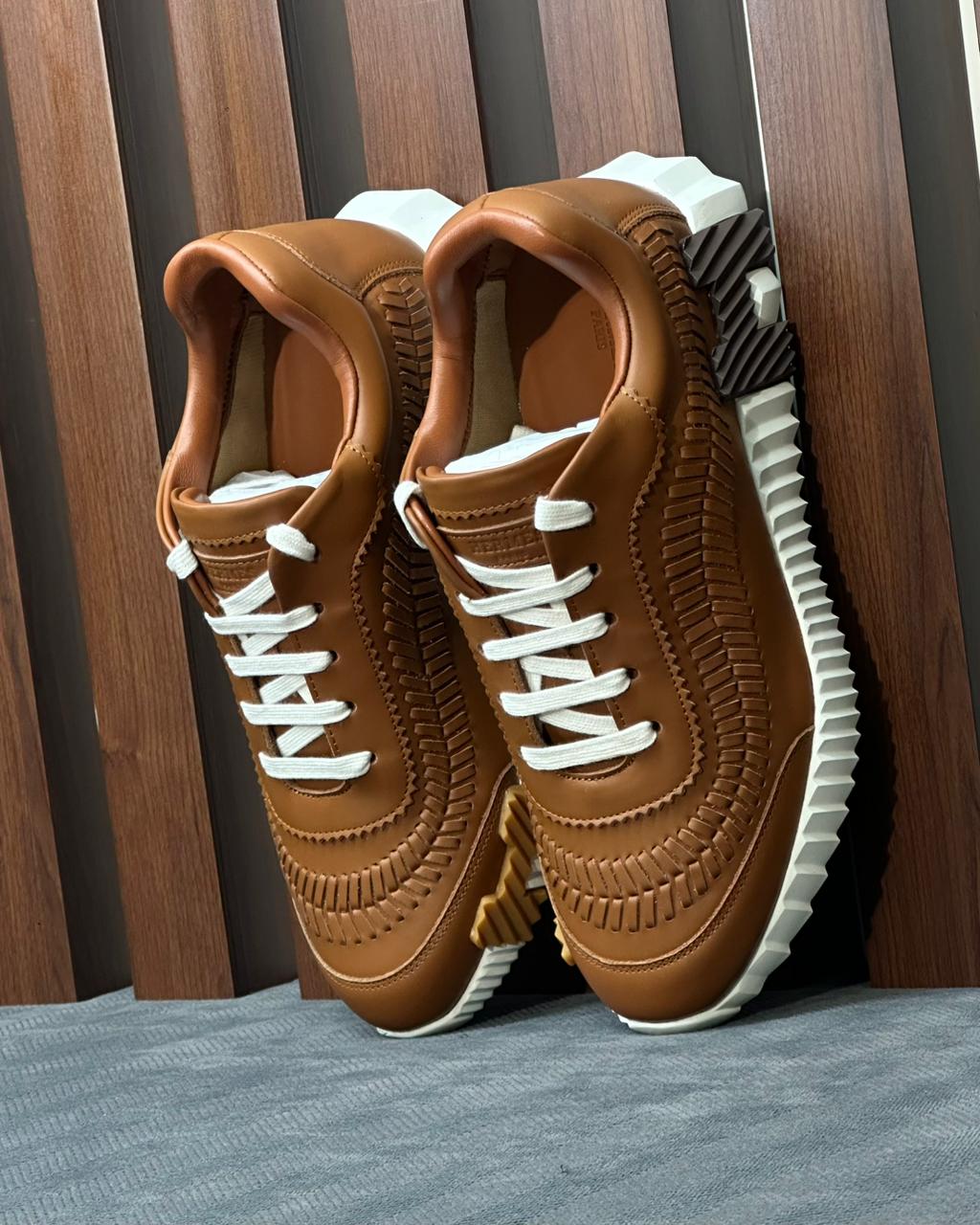 Sculpted Sole Leather Sneakers