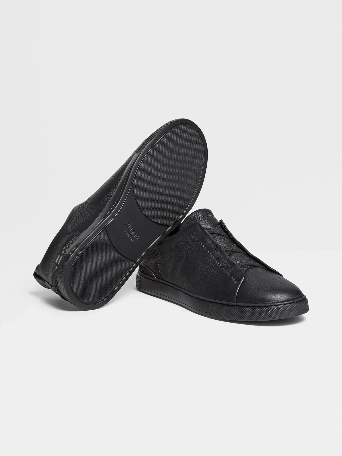 Zegna Triple Stitch Slip-On Sneaker black