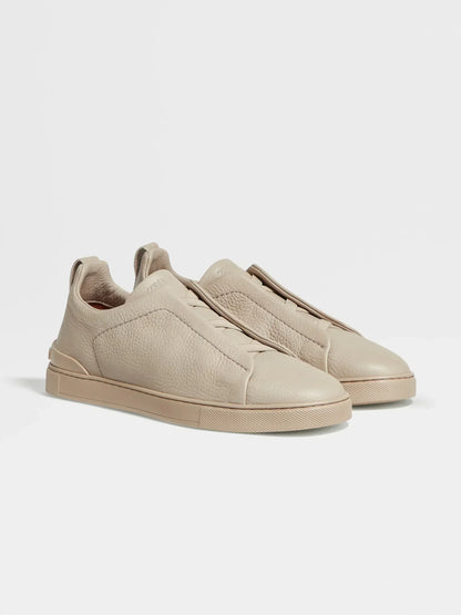 ZEGNA Beige Deerskin Triple Stitch™ Sneakers