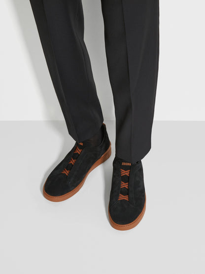 ZEGNA Black Suede Triple Stitch™ Sneakers
