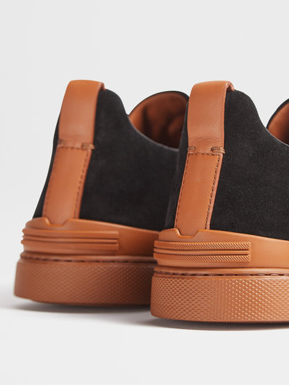 ZEGNA Black Suede Triple Stitch™ Sneakers