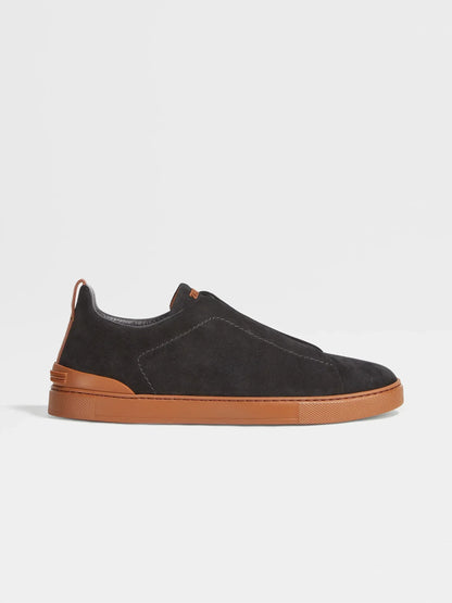 ZEGNA Black Suede Triple Stitch™ Sneakers