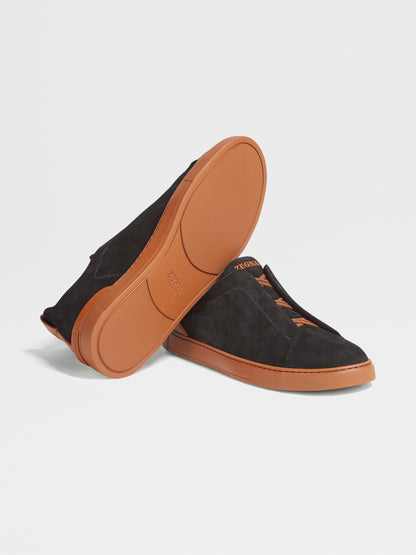 ZEGNA Black Suede Triple Stitch™ Sneakers