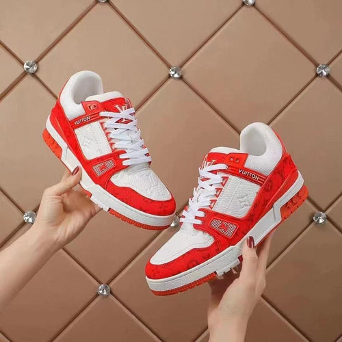 Louis Vuitton LV Trainer sneaker in a red and white
