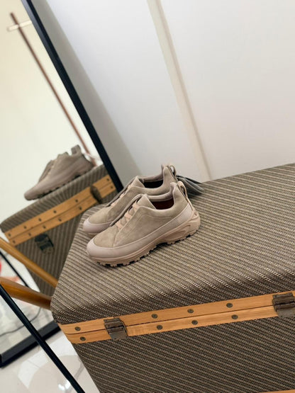 Zegna TrailFlex Suede Slip-On Sneakers – Sandstone Edition
