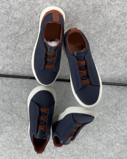 Zegna Navy Slip-On Sneakers