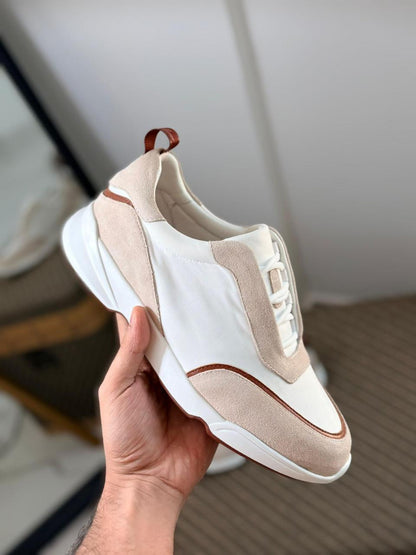 Loro piana Suede-Trim White Sneakers