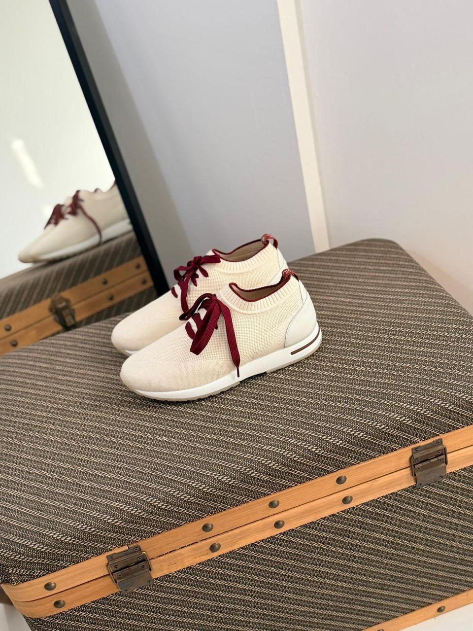 Loro piana Cream Knit Contrast Sneakers