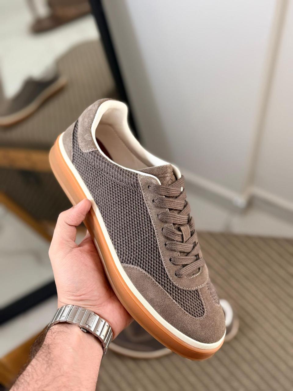 Loro piana Textured Mesh Suede Sneakers