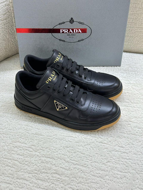Prada District Leather Sneakers (Black/Gum)