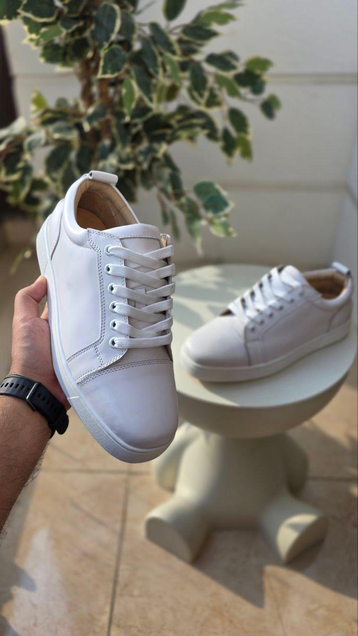 Christian Louboutin Louis Junior White Calf Leather Sneakers