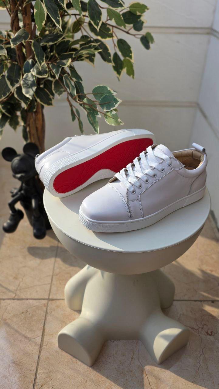 Christian Louboutin Louis Junior White Calf Leather Sneakers
