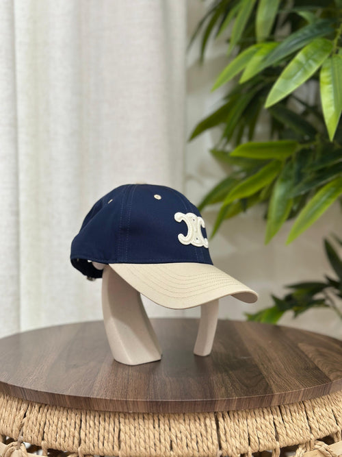Celine Triomphe Baseball Cap (Navy/Cream)