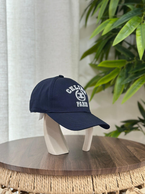 Celine College Triomphe Baseball Cap (Navy/White)