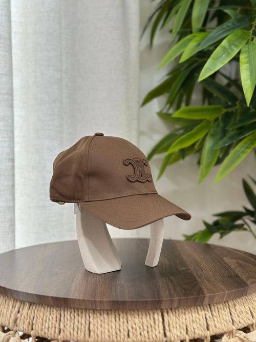 Celine Triomphe Baseball Cap in Cotton (Brown)