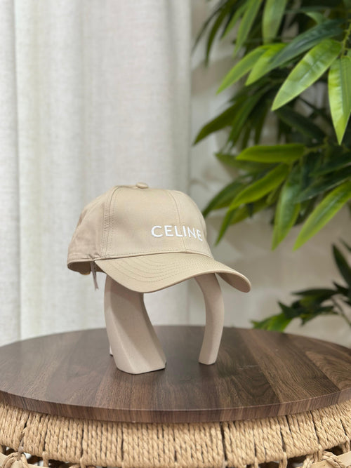 Celine Initial Baseball Cap in Cotton (Beige)