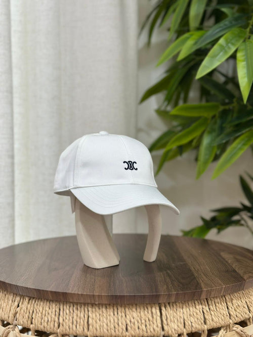 Celine Small Triomphe Baseball Cap (White)