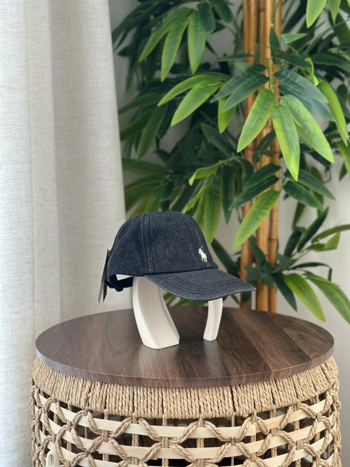 Polo Ralph Lauren Denim Ball Cap (Black Denim / White Pony)