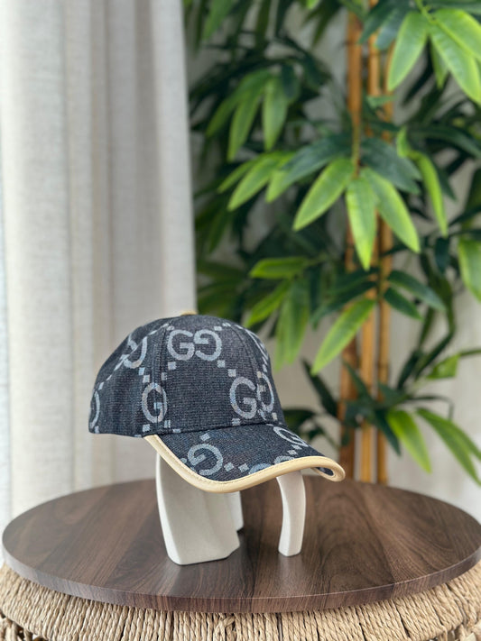 Gucci Jumbo GG Denim Baseball Hat (Dark Blue/Ivory)