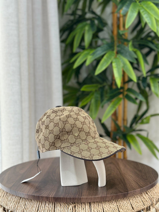 Gucci GG Canvas Baseball Hat with Miniature Double G (Beige/Ebony)