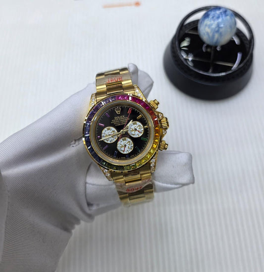 Rolex Cosmograph Daytona "Rainbow" with Sapphire Indices (Yellow Gold / Black Dial)