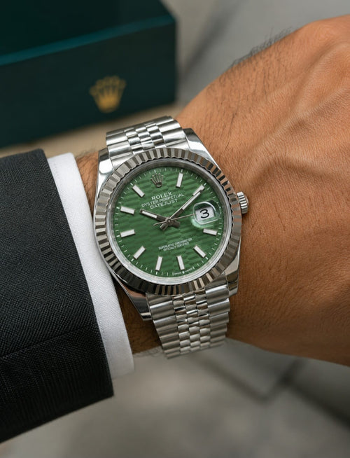 Rolex Datejust 41 Oystersteel and White Gold (Mint Green Fluted Motif Dial)