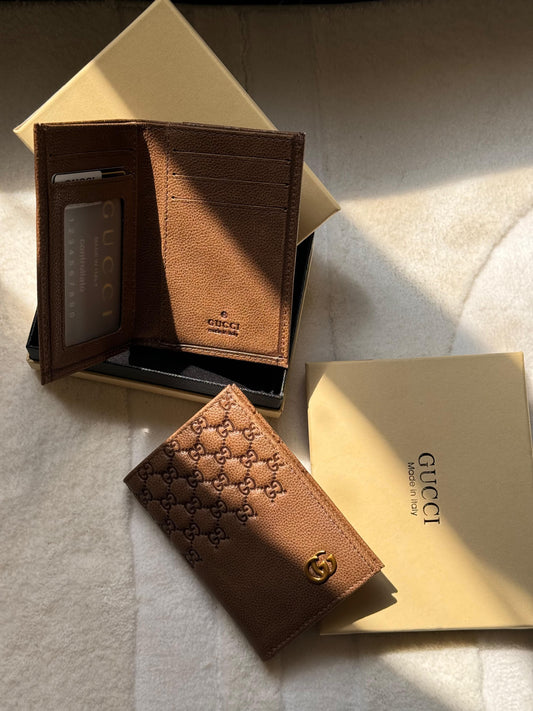 Gucci Marmont GG Dollar Calf Leather Vertical Card Holder / Wallet (Brown)