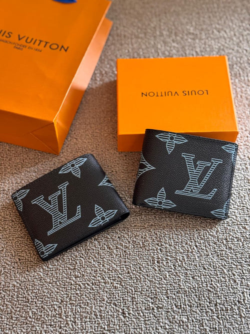 Louis Vuitton Multiple Wallet (Monogram Bleach Canvas / Black & Light Blue)