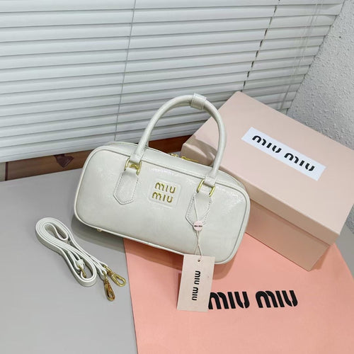 Miu Miu Arcadie Patent Leather Bag (White / Talc)