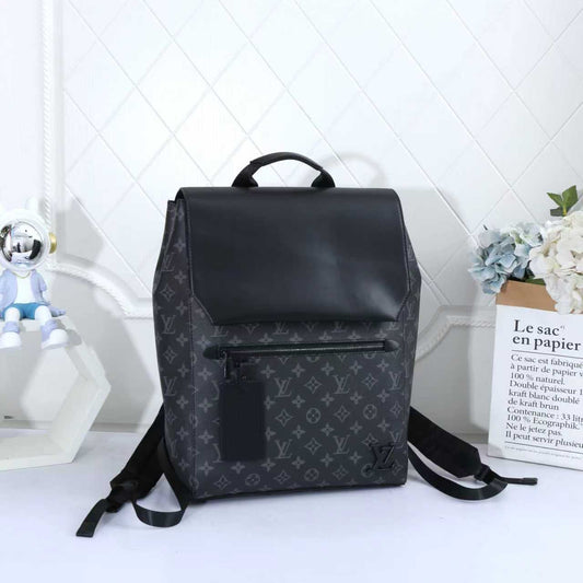 Louis Vuitton Takeoff Backpack / LV Aerogram Backpack (Monogram Eclipse Canvas / Black Leather)