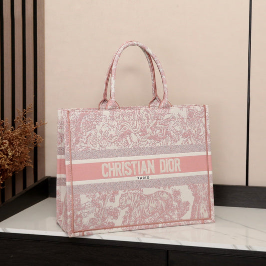 Dior Book Tote (Pink Toile de Jouy Embroidery)