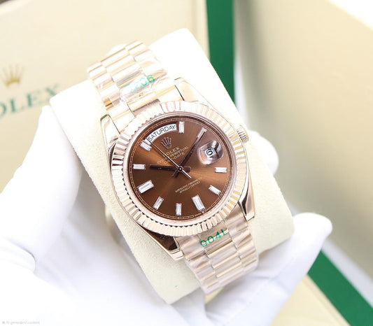 Rolex Day-Date 40 (Chocolate Dial with Baguette Diamonds)