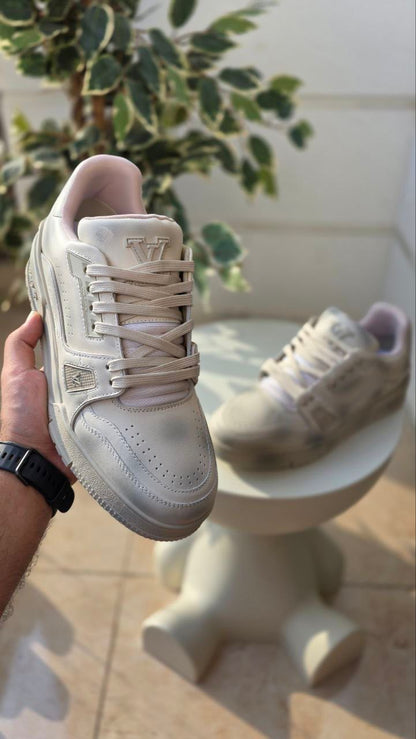 Louis Vuitton Beige Leather Sneakers