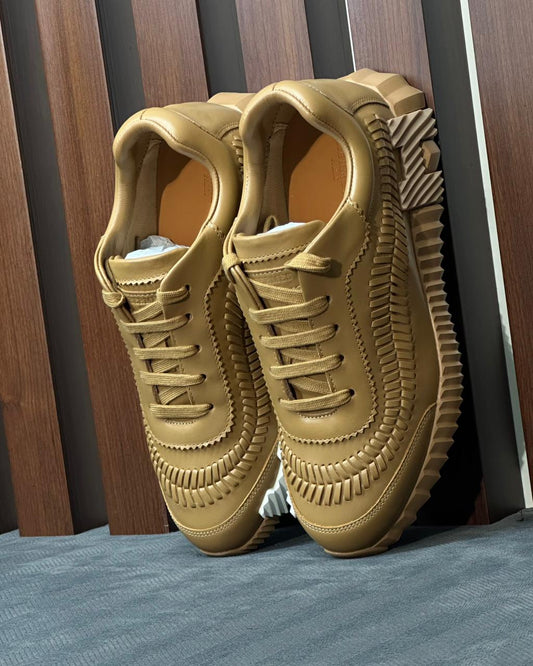 Chunky Leather Weave Sole Sneakers
