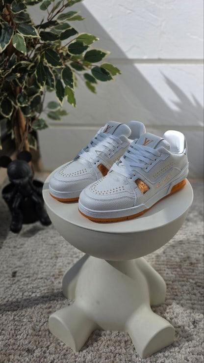 Louis Vuitton Trainer Sneaker – White &amp; Orange Edition